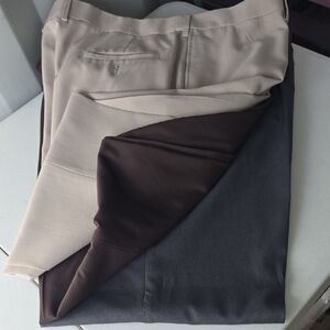 Lot Of 3 Haggar Men's Chinos in Beige, Brown & Dark Gray Pants